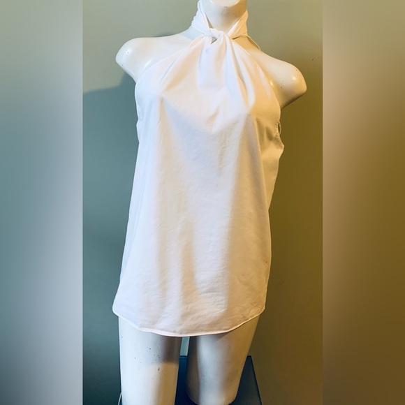 Allegra Hicks Tops - Chic White Halter Top with Knot Detail